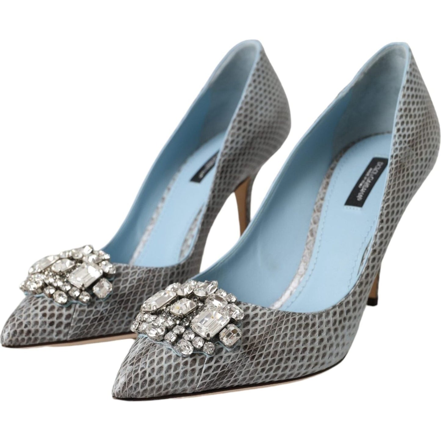 Light Blue Exotic Leather Crystal Bellucci Shoes