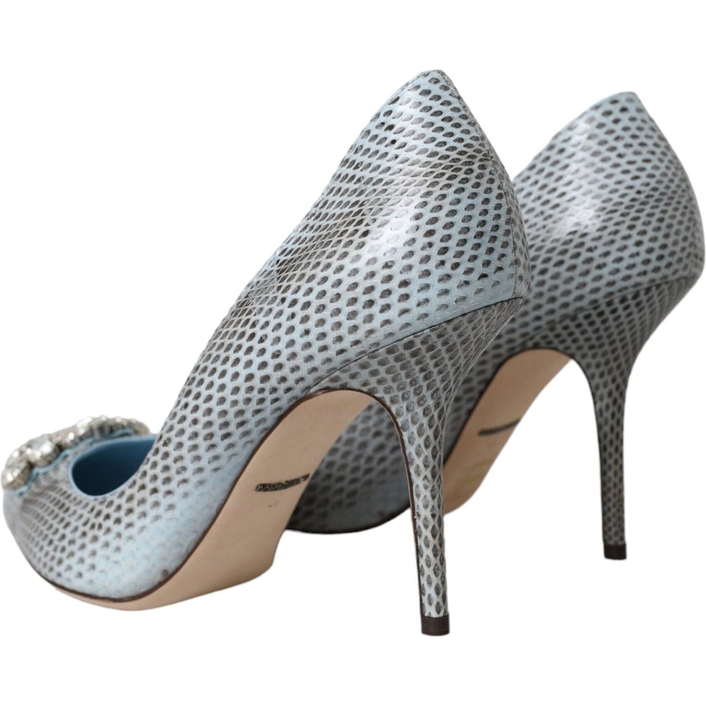 Light Blue Exotic Leather Crystal Bellucci Shoes