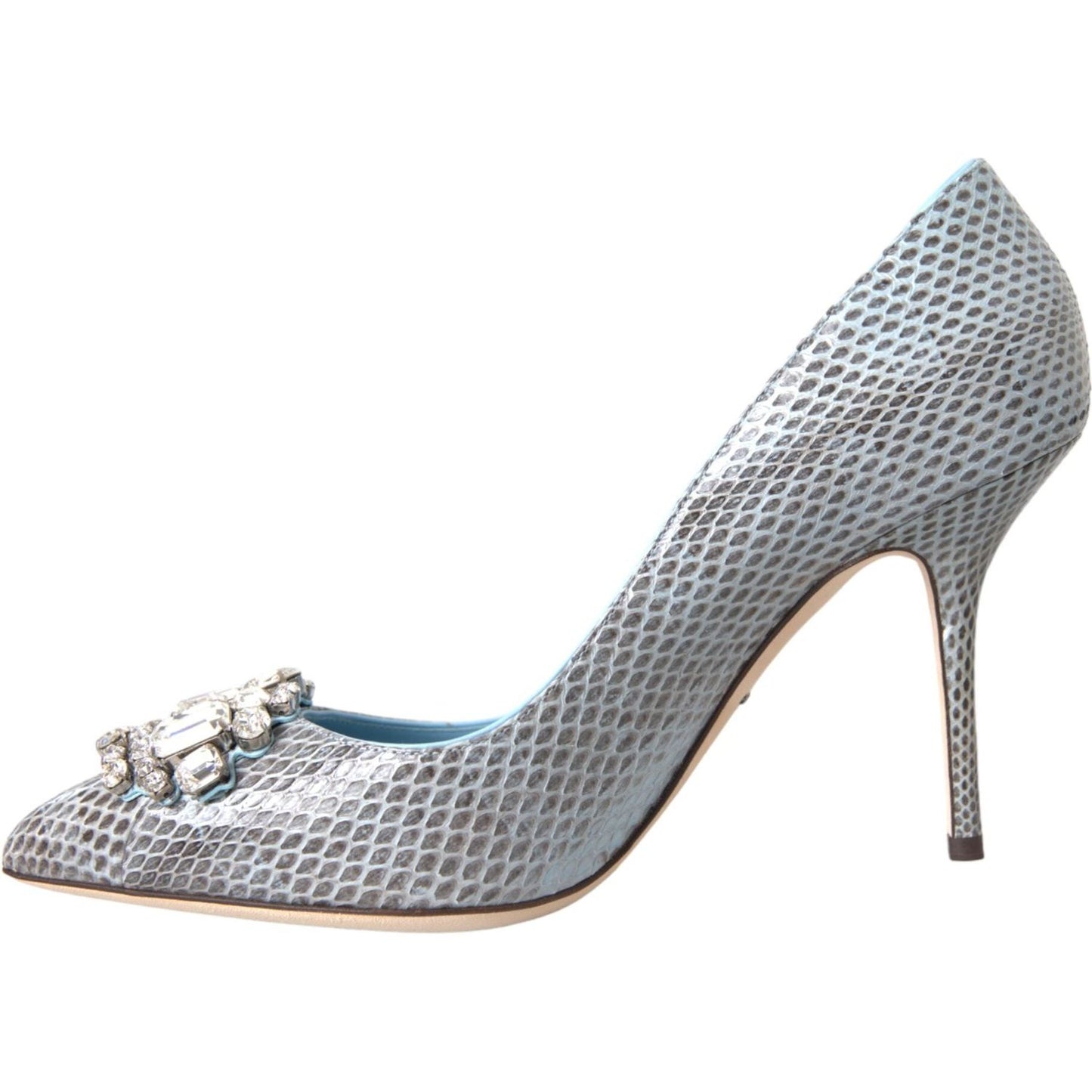 Light Blue Exotic Leather Crystal Bellucci Shoes