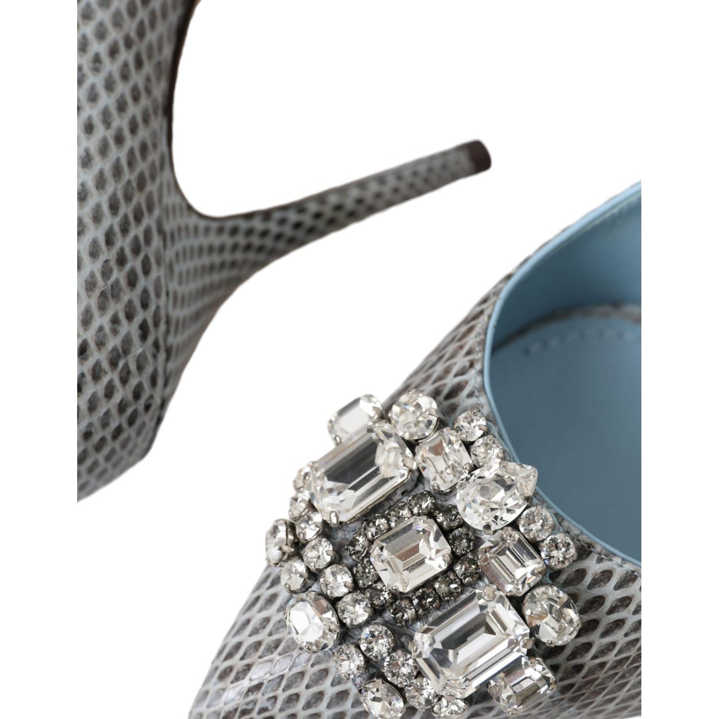 Light Blue Exotic Leather Crystal Bellucci Shoes