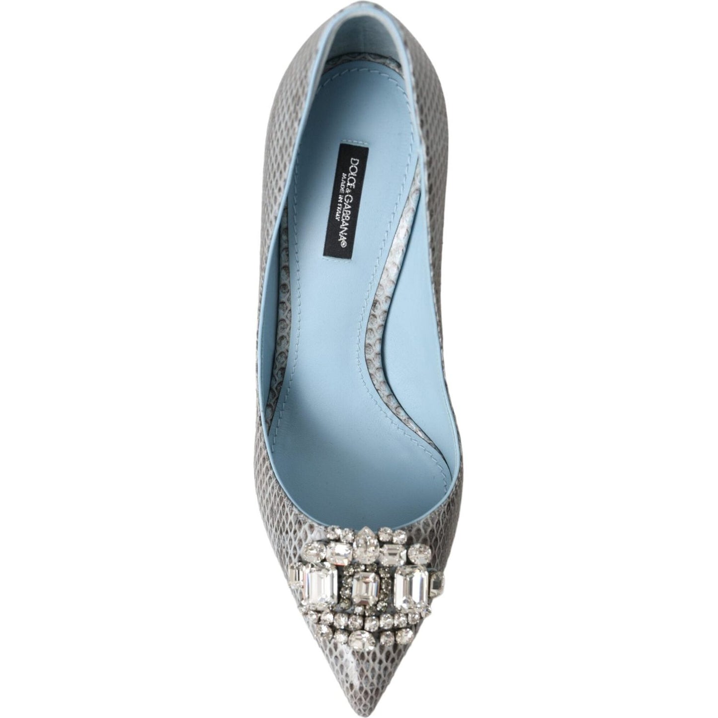 Light Blue Exotic Leather Crystal Bellucci Shoes