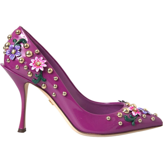 Purple Embellished High Heels Pumps Shoes