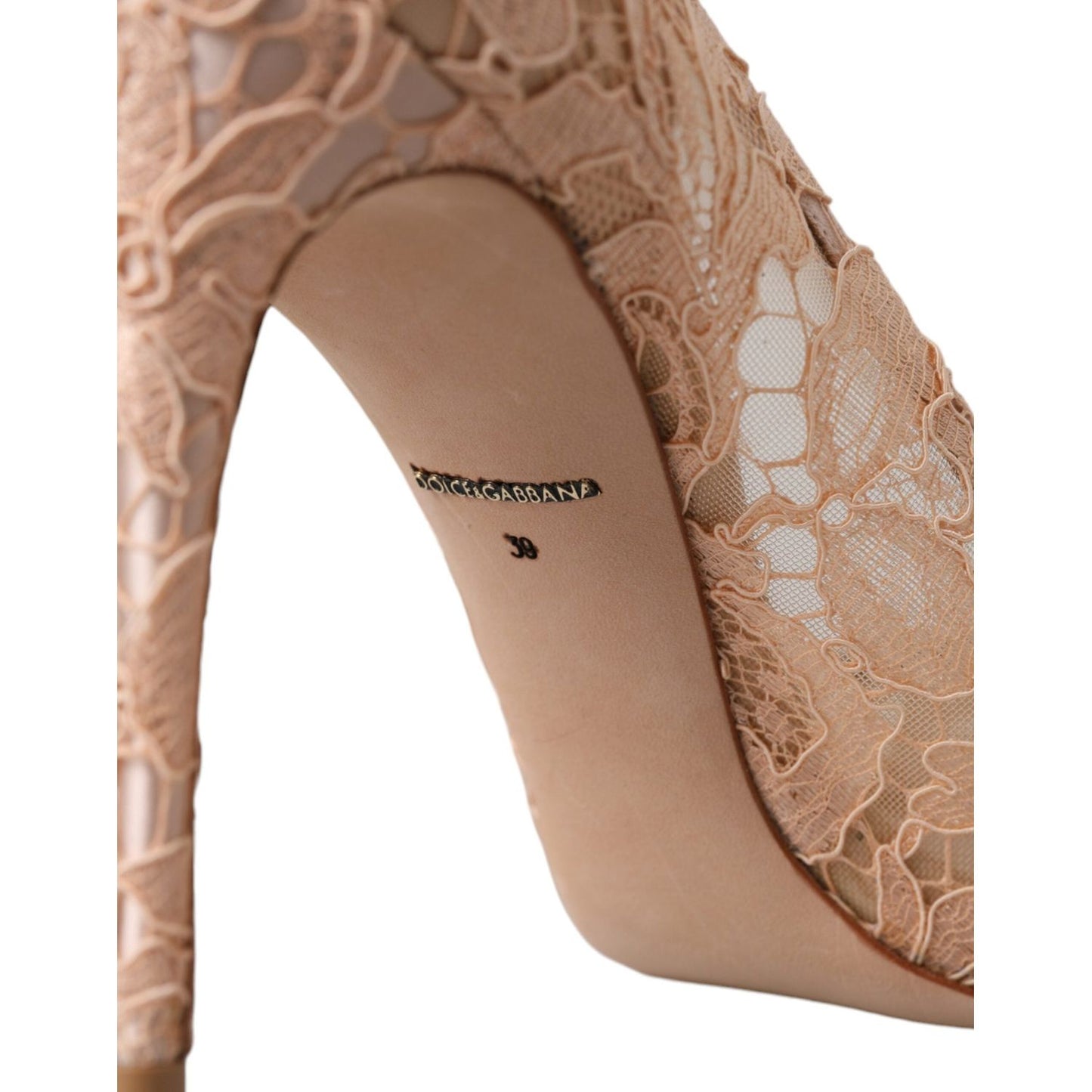 Beige Taormina Lace Crystal Heels Pumps Shoes