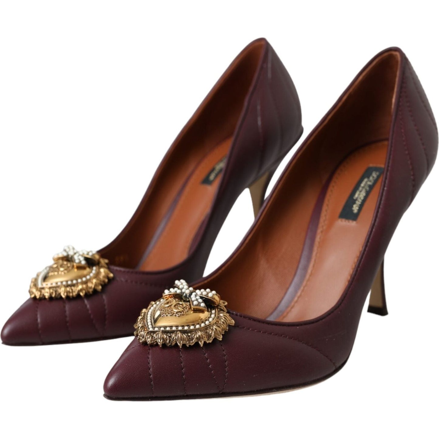 Bordeaux Leather Heart DEVOTION Pumps Shoes