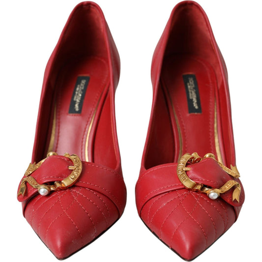 Red Devotion Leather Heels Pumps Shoes