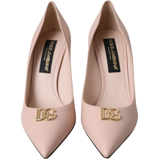 Dolce & Gabbana Beige Lamb Leather Logo Pumps Heels Shoes Dolce & Gabbana