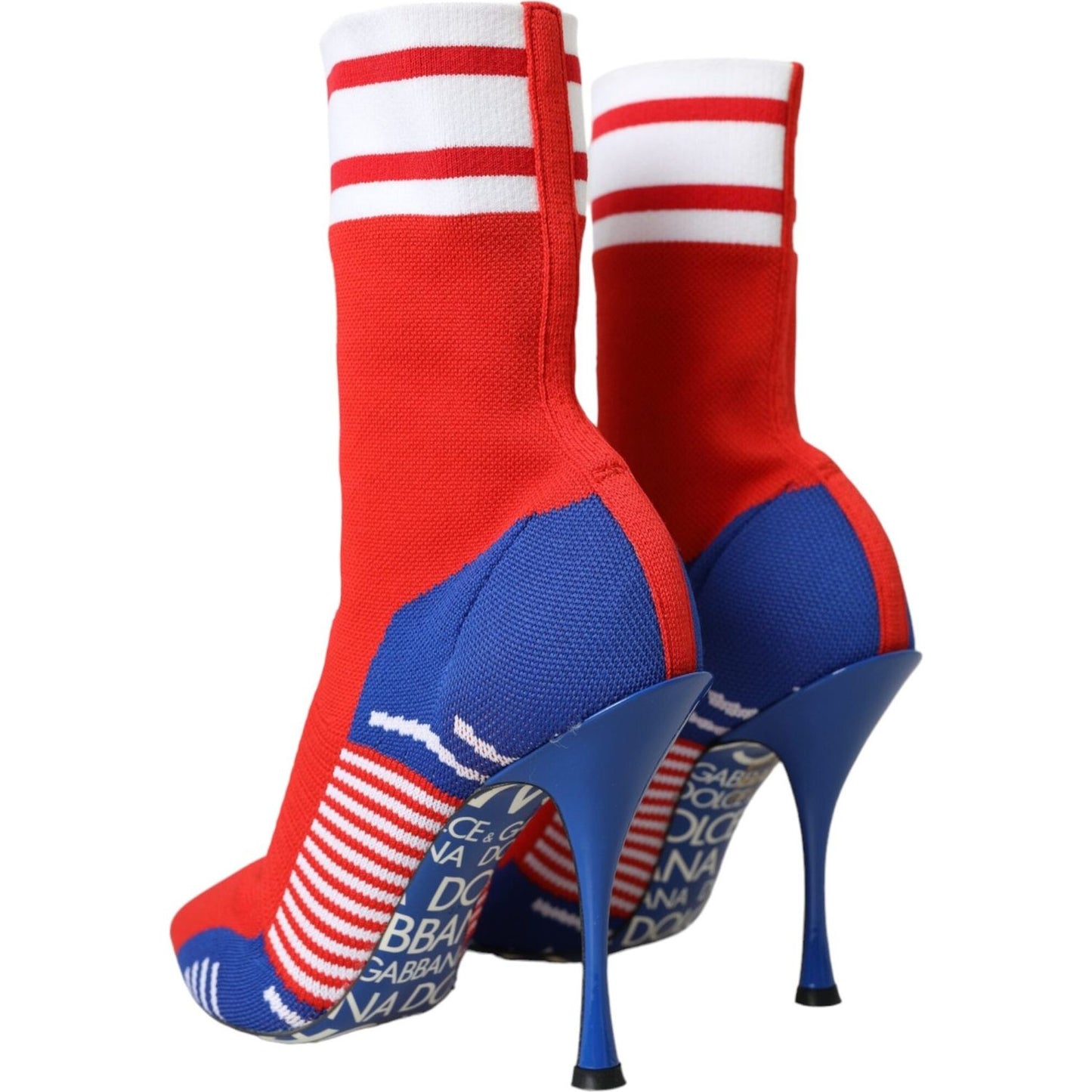 Red Blue Stretch Sock Style Ankle Boots Logo Shoes