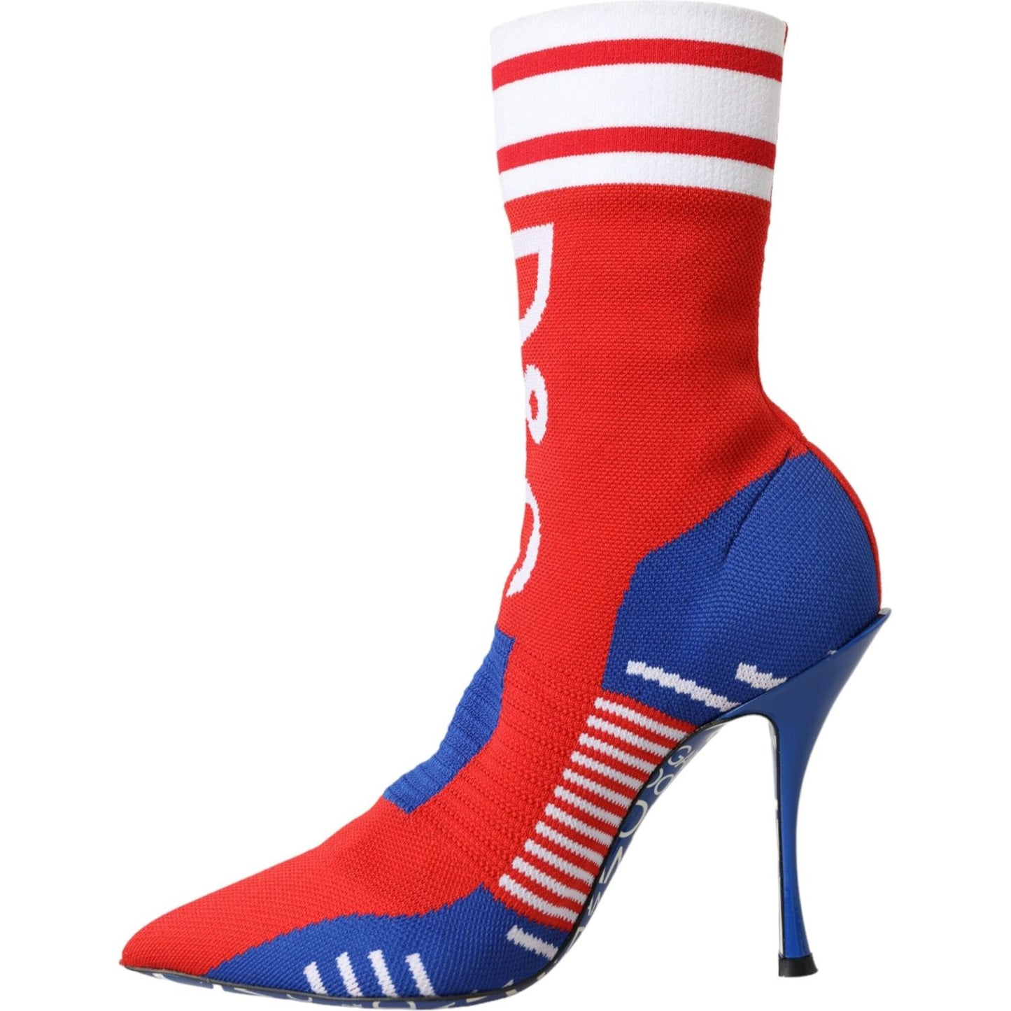 Red Blue Stretch Sock Style Ankle Boots Logo Shoes