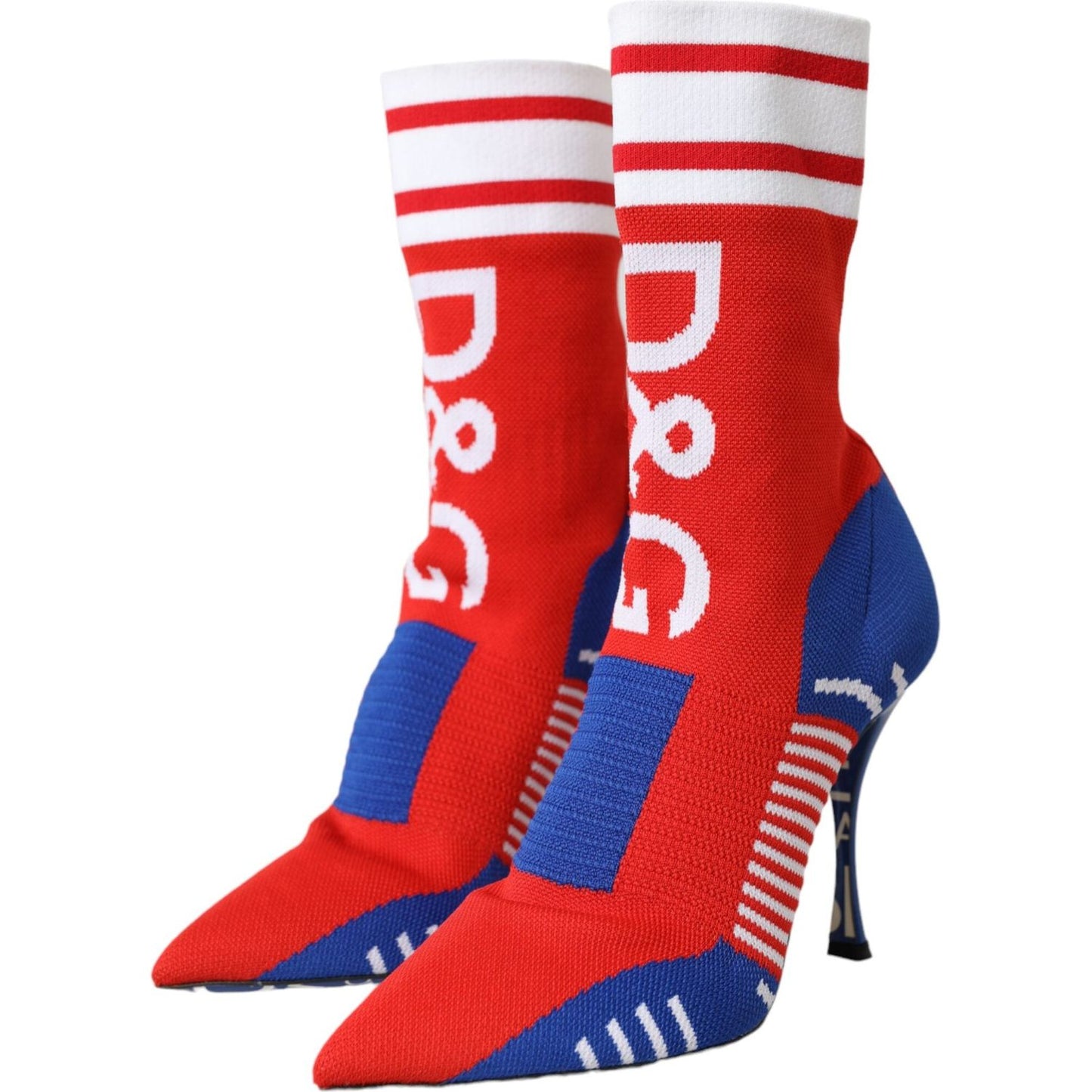 Red Blue Stretch Sock Style Ankle Boots Logo Shoes