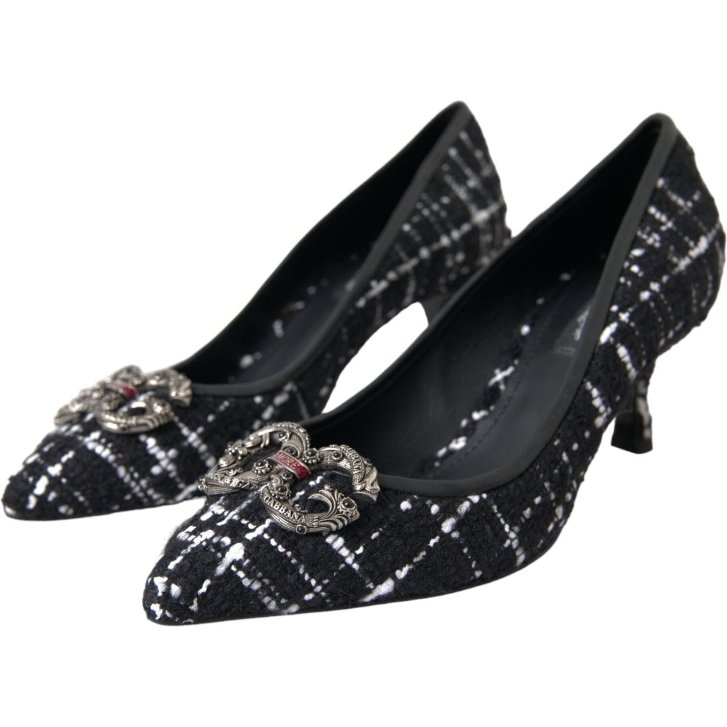 Black White Tweed DG Amore Heels Pumps Shoes