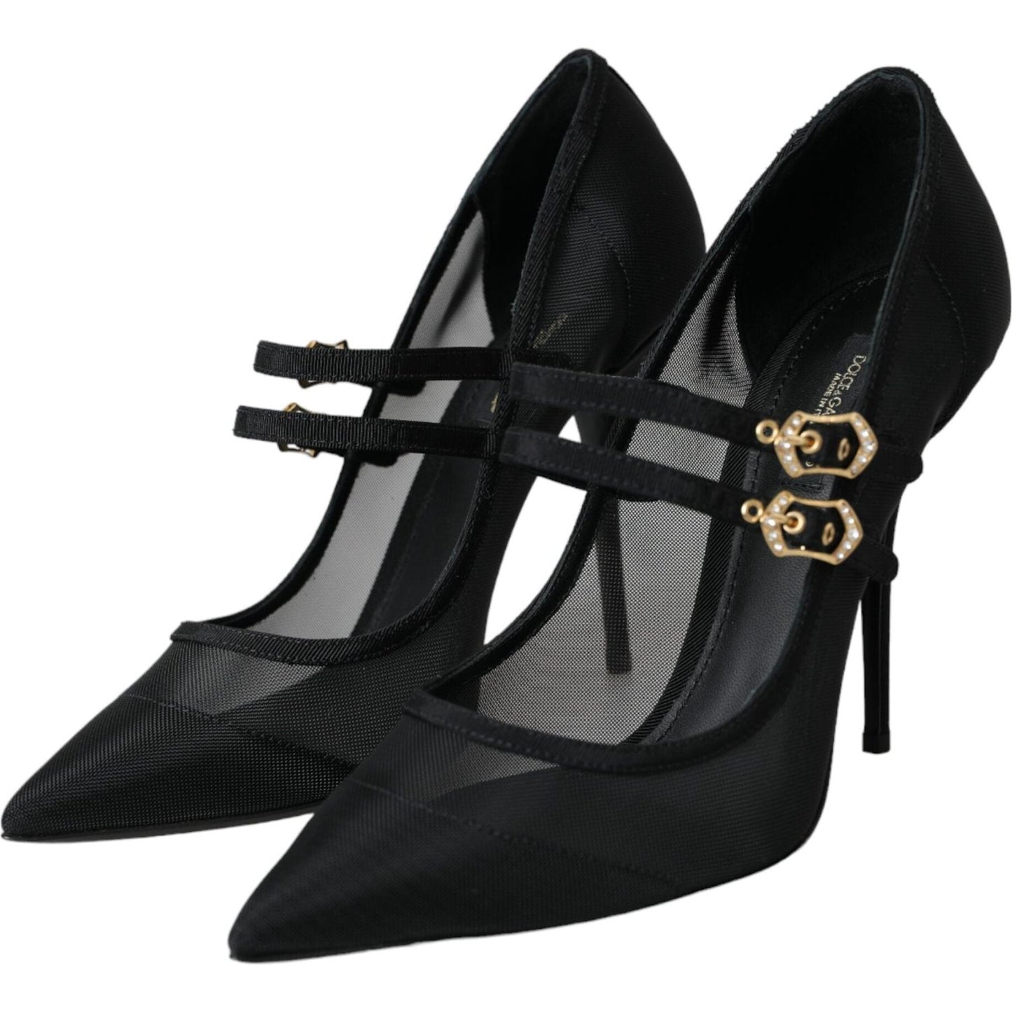 Black Mesh Mary Janes Heels Pumps Shoes