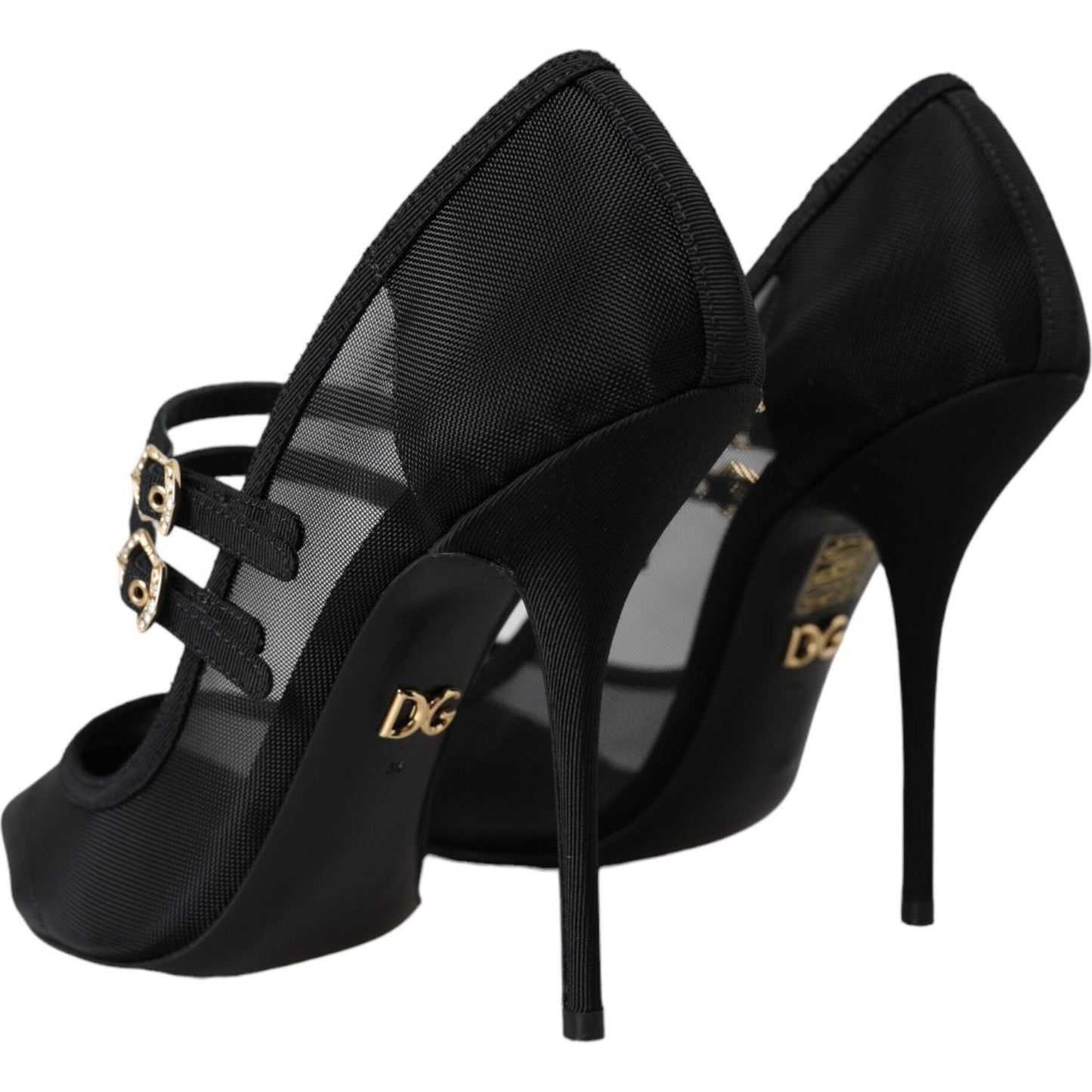 Black Mesh Mary Janes Heels Pumps Shoes