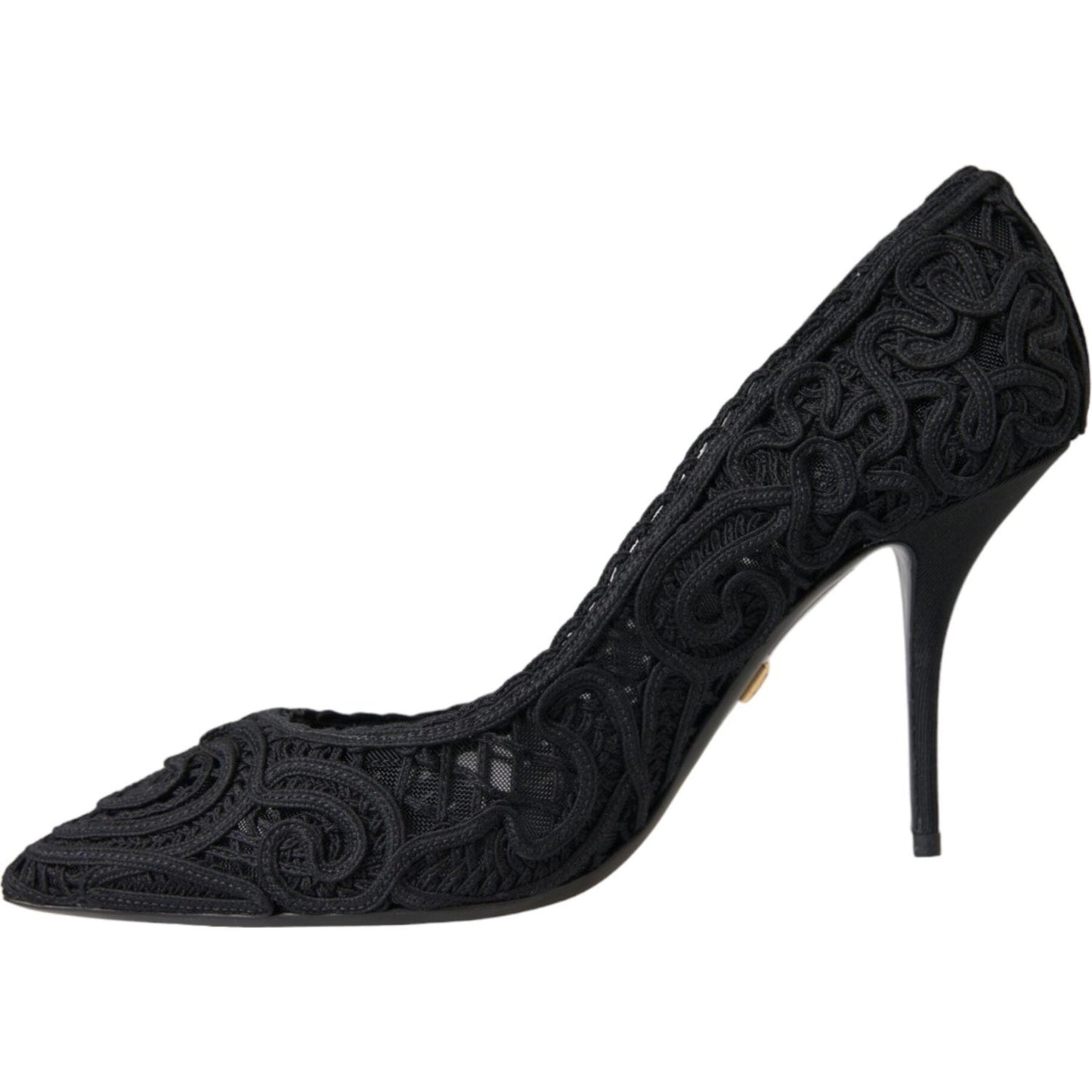 Black Cordonetto Ricamo Pump Heels Shoes