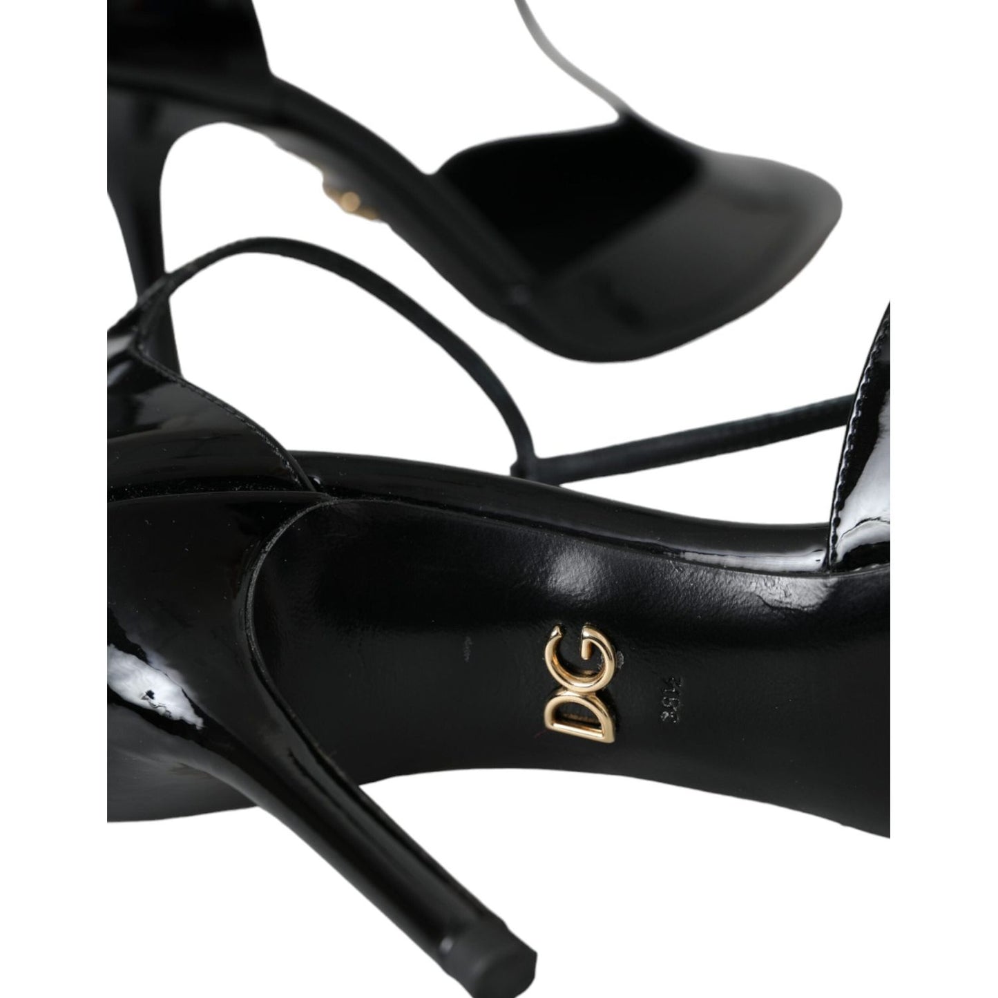 Black Patent Leather T-strap Heel Pumps Shoes