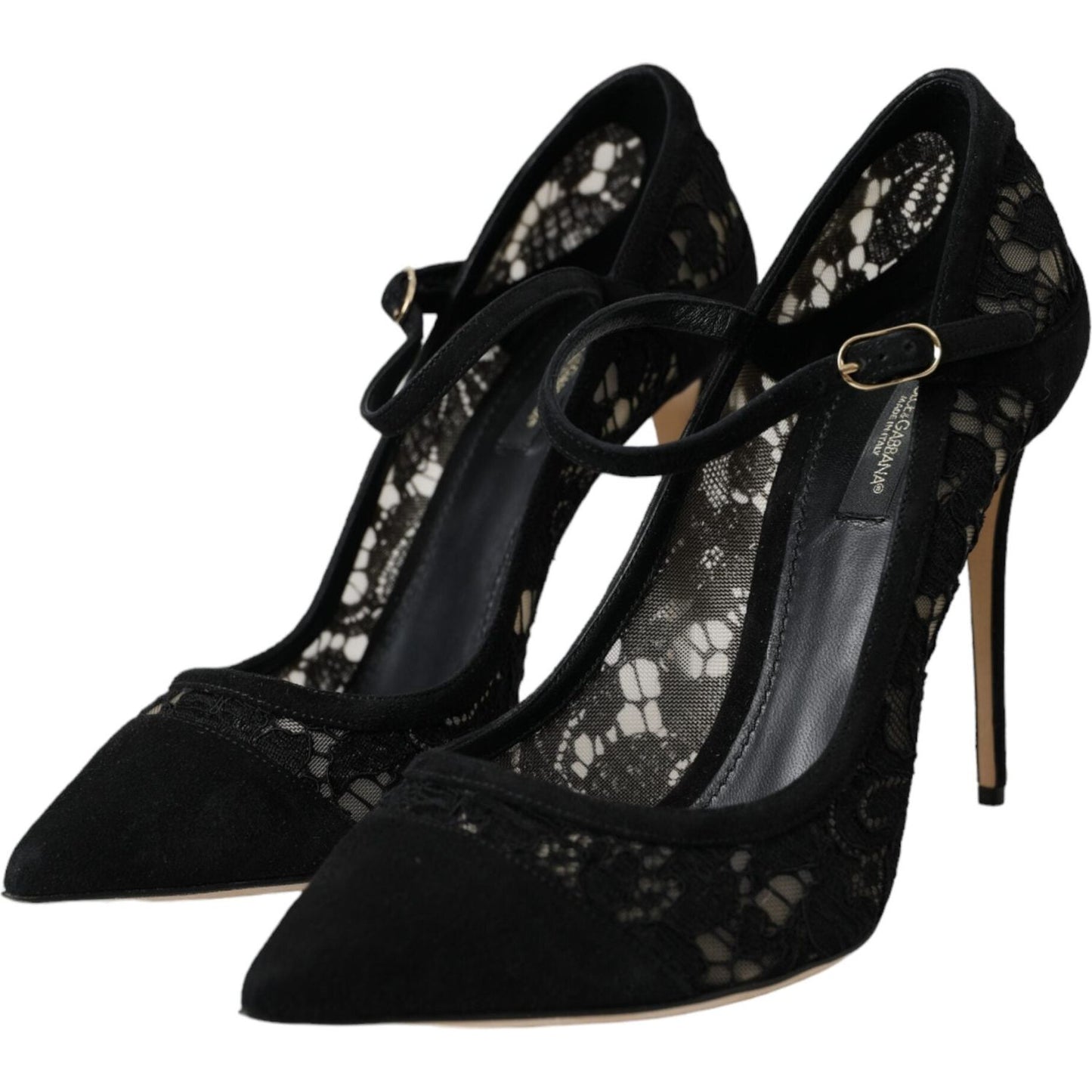 Black Taormina Lace Mary Janes Pumps Shoes