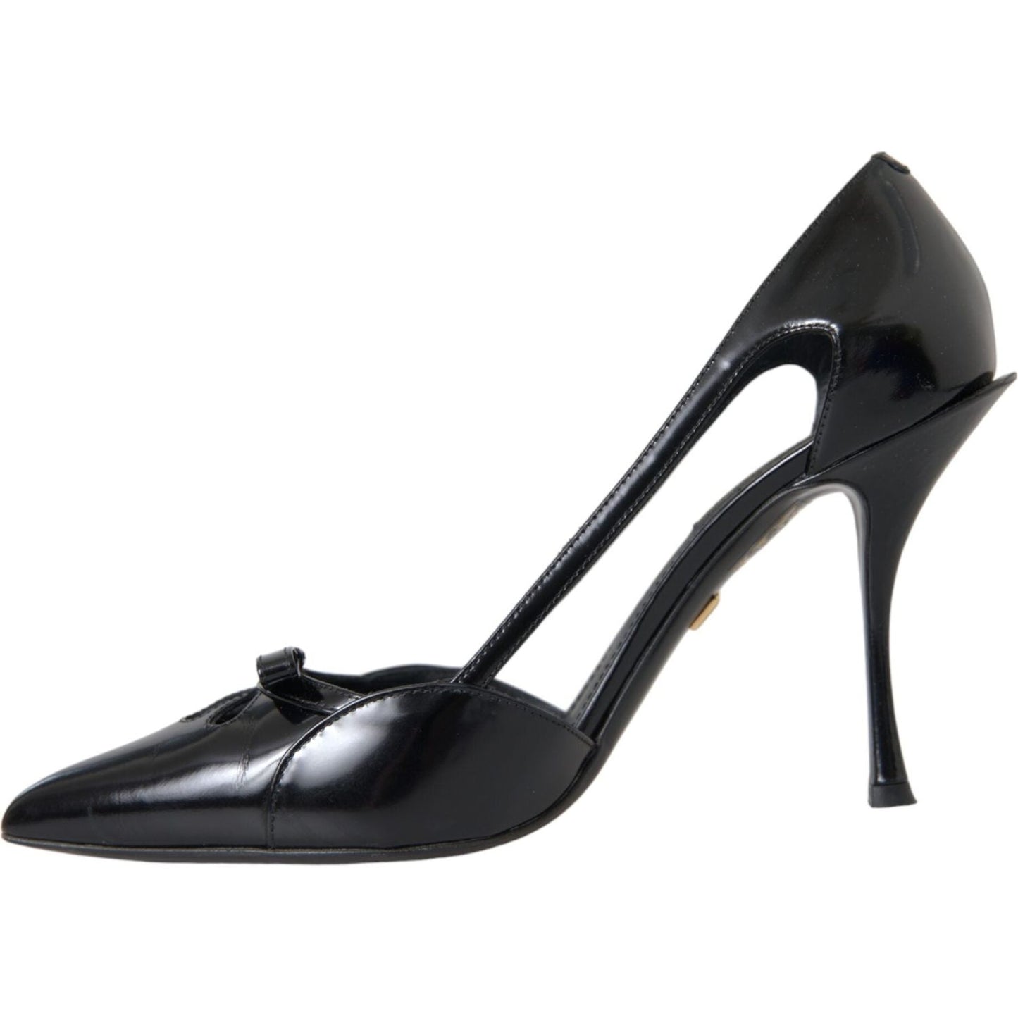 Black Calf Leather Pointed Heels Pumps Shoes