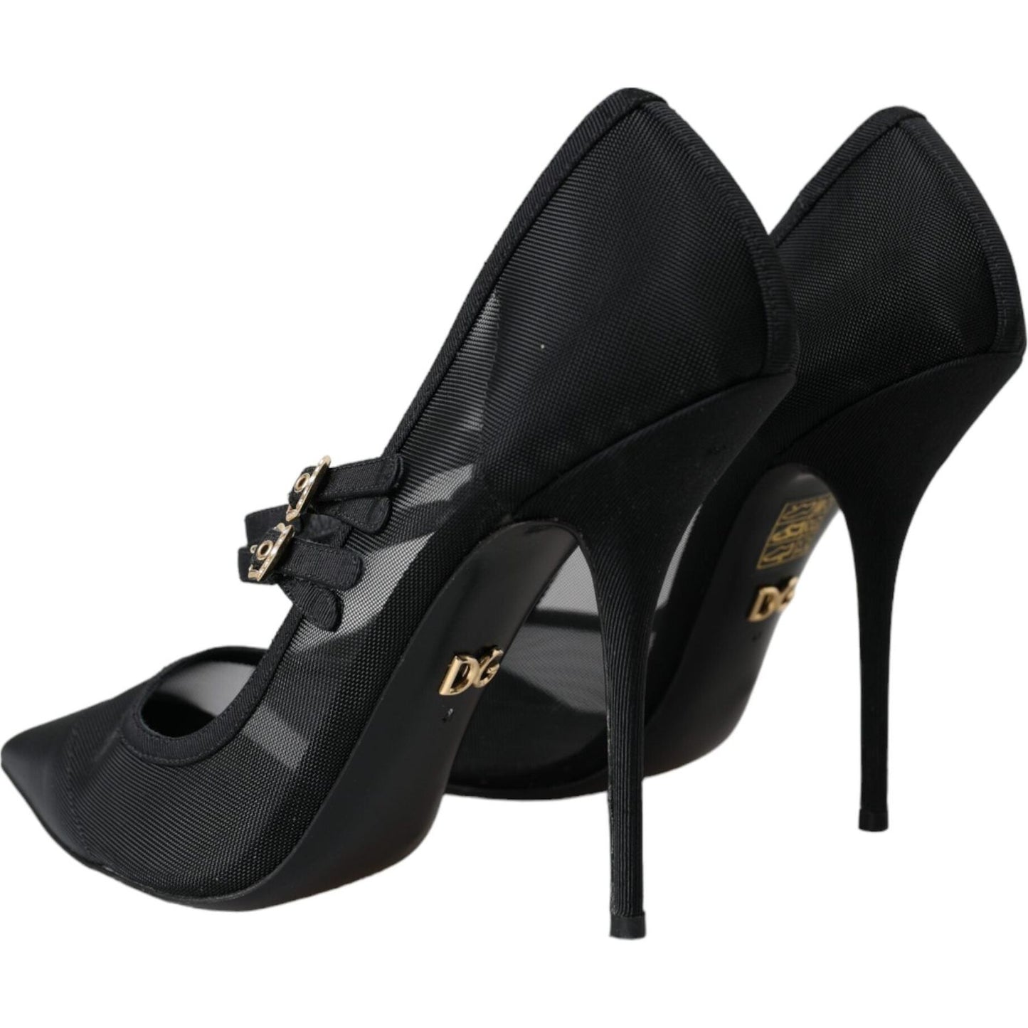 Black Mesh Mary Janes Heels Pumps Shoes