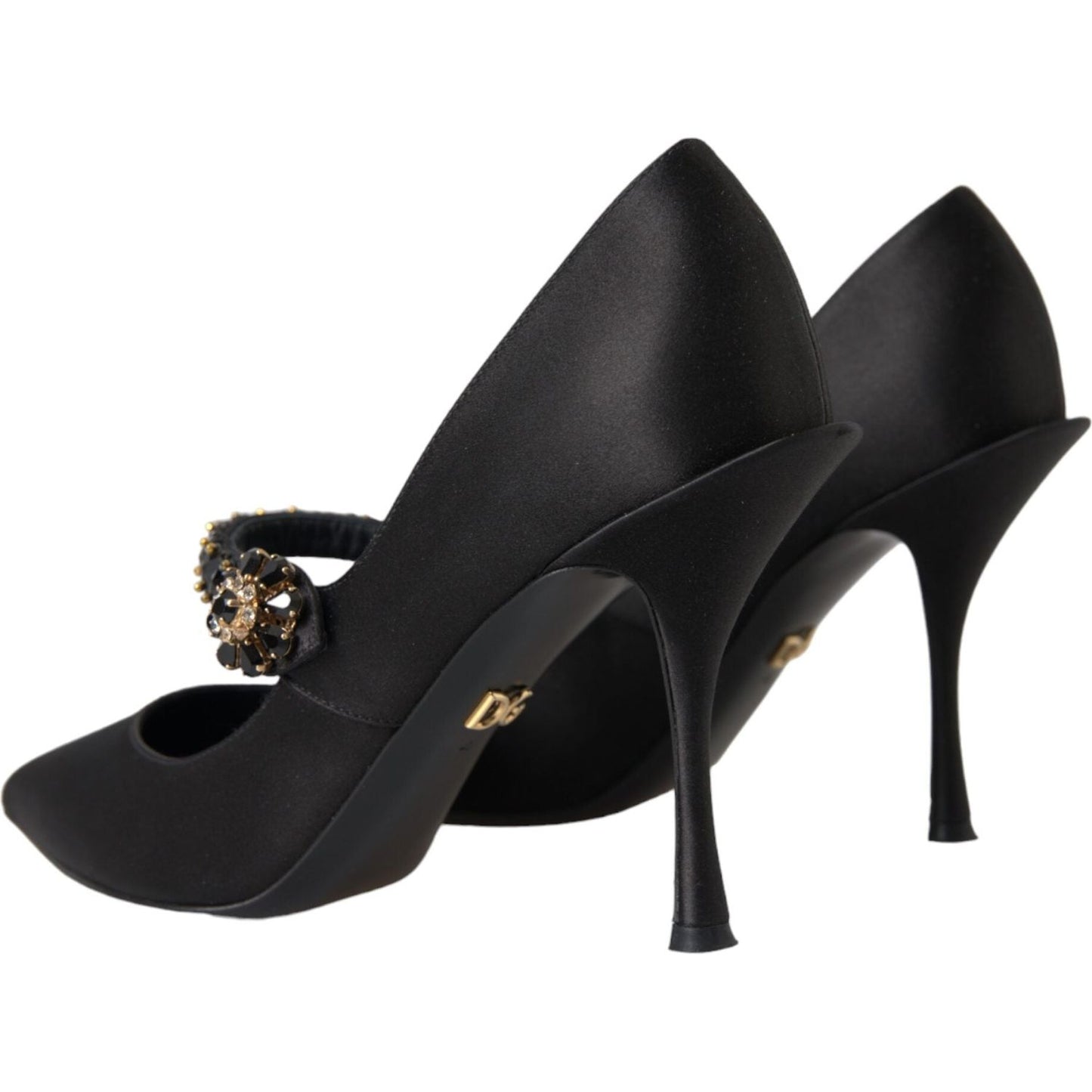 Black Mary Jane Crystal Heels Pumps Shoes