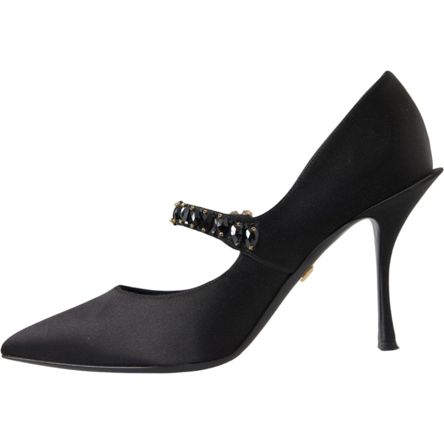 Black Mary Jane Crystal Heels Pumps Shoes