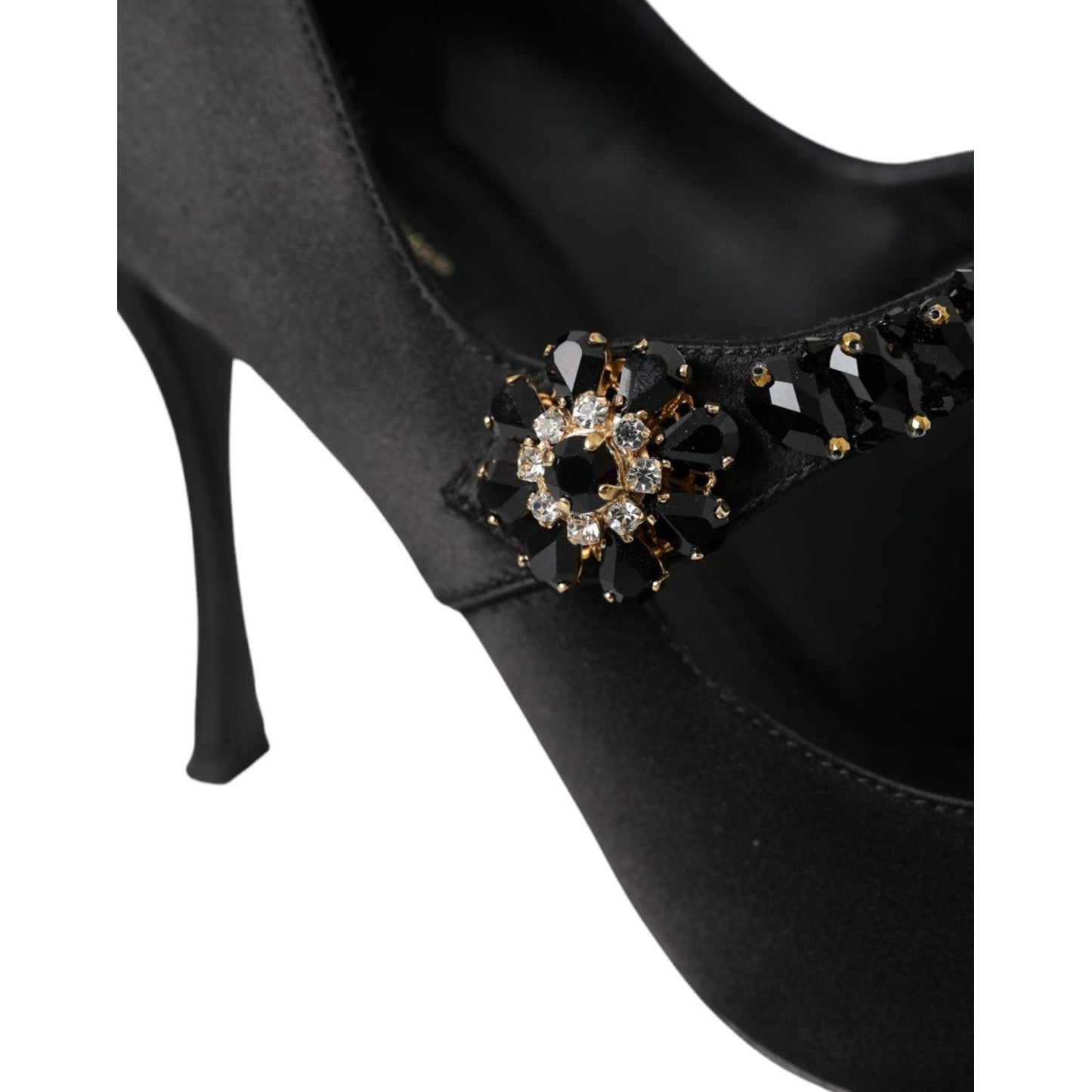 Black Mary Jane Crystal Heels Pumps Shoes