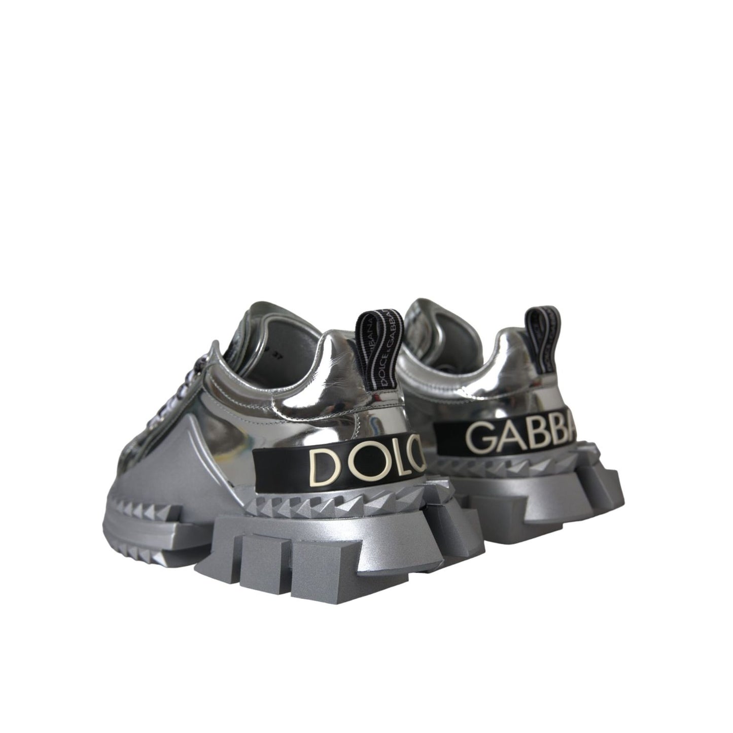 Dolce & Gabbana Silver Leather Super Queen Sneakers Shoes