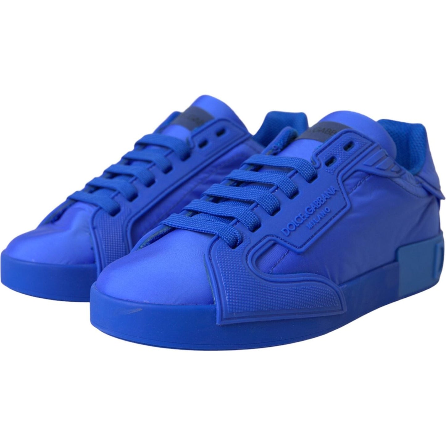 Blue Leather Fabric Low Top Sneakers Shoes