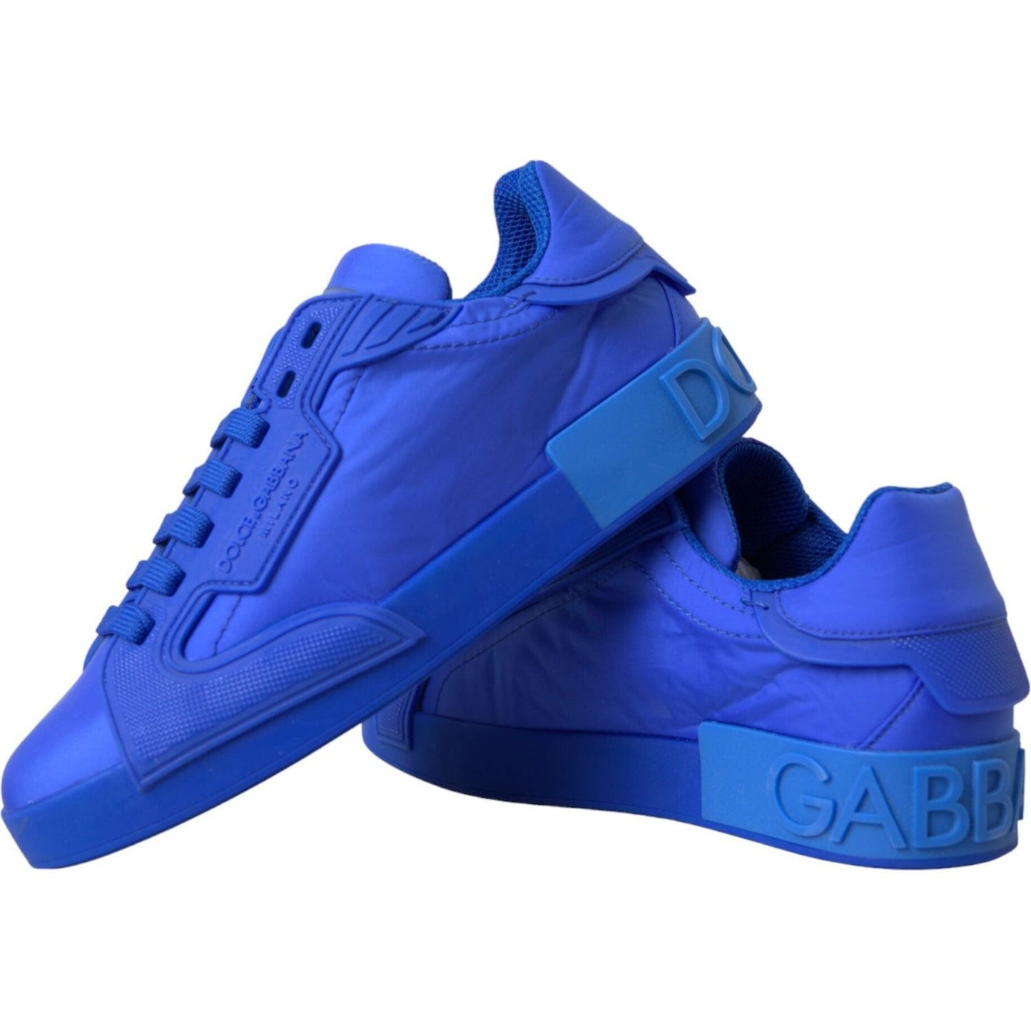 Blue Leather Fabric Low Top Sneakers Shoes