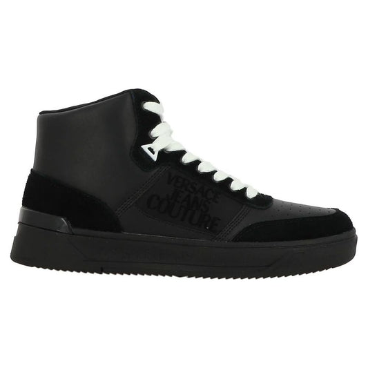 Versace Jeans Black Leather Di Calfskin Sneaker Versace Jeans