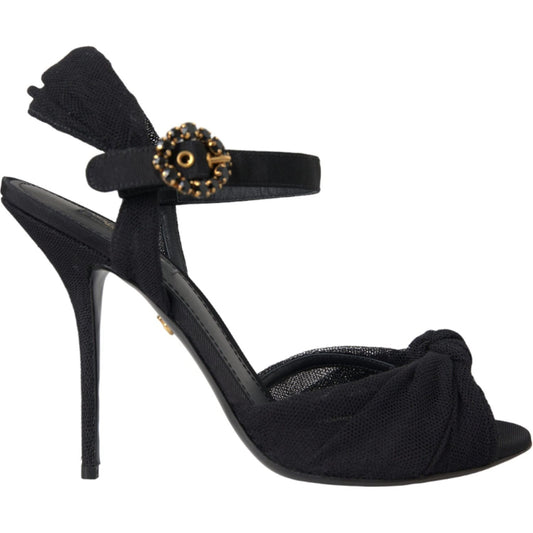 Dolce & Gabbana Black Suede Crystals Keira Sandals Shoes Dolce & Gabbana