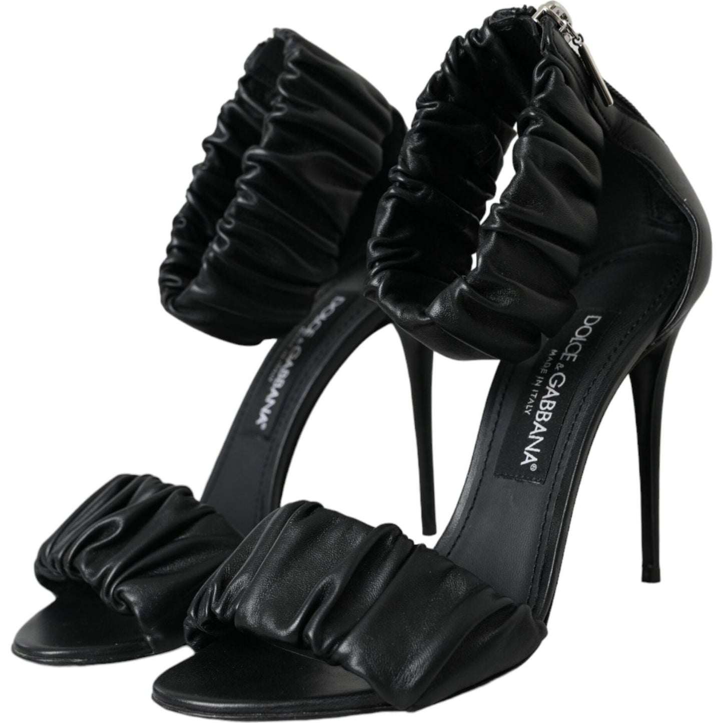 Dolce & Gabbana Black Leather Keira Heels Sandals Shoes Dolce & Gabbana