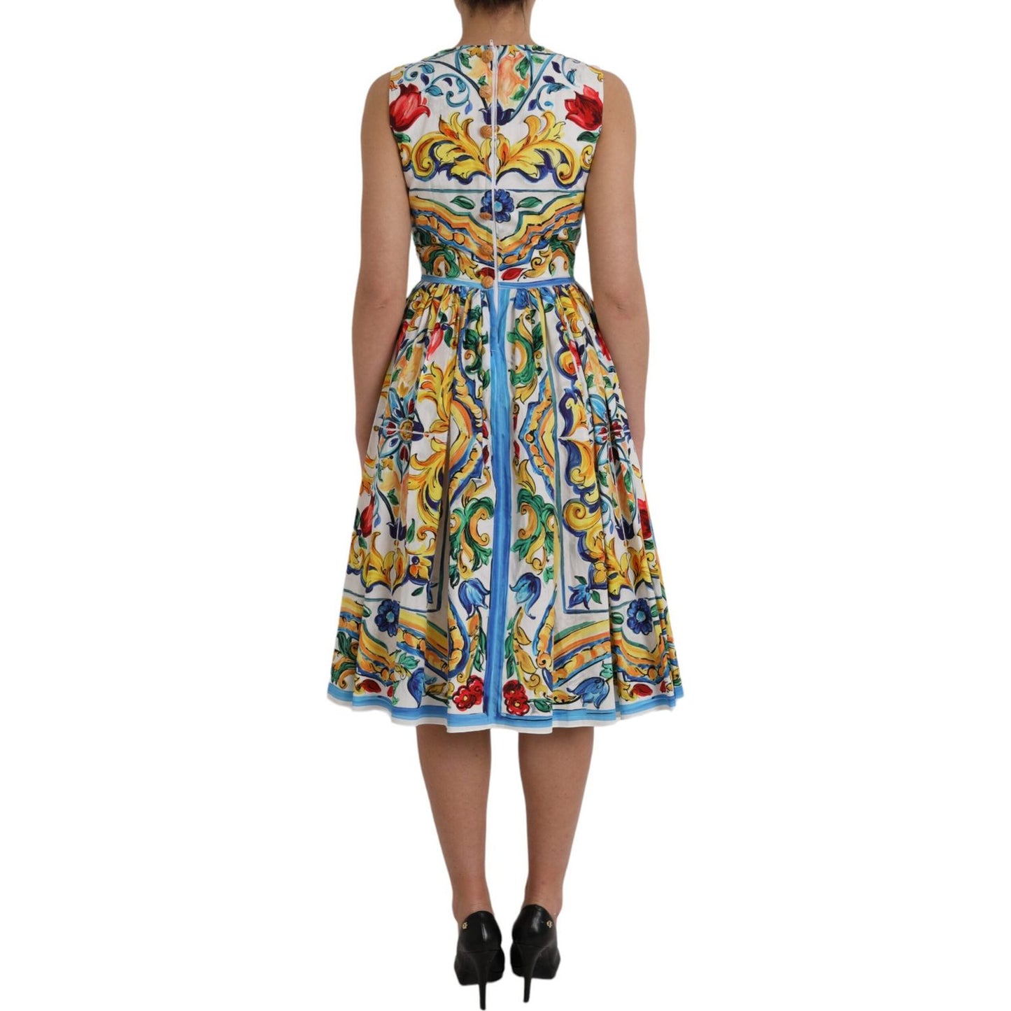 Dolce & Gabbana Multicolor Majolica A-line Sleeveless Dress Dolce & Gabbana