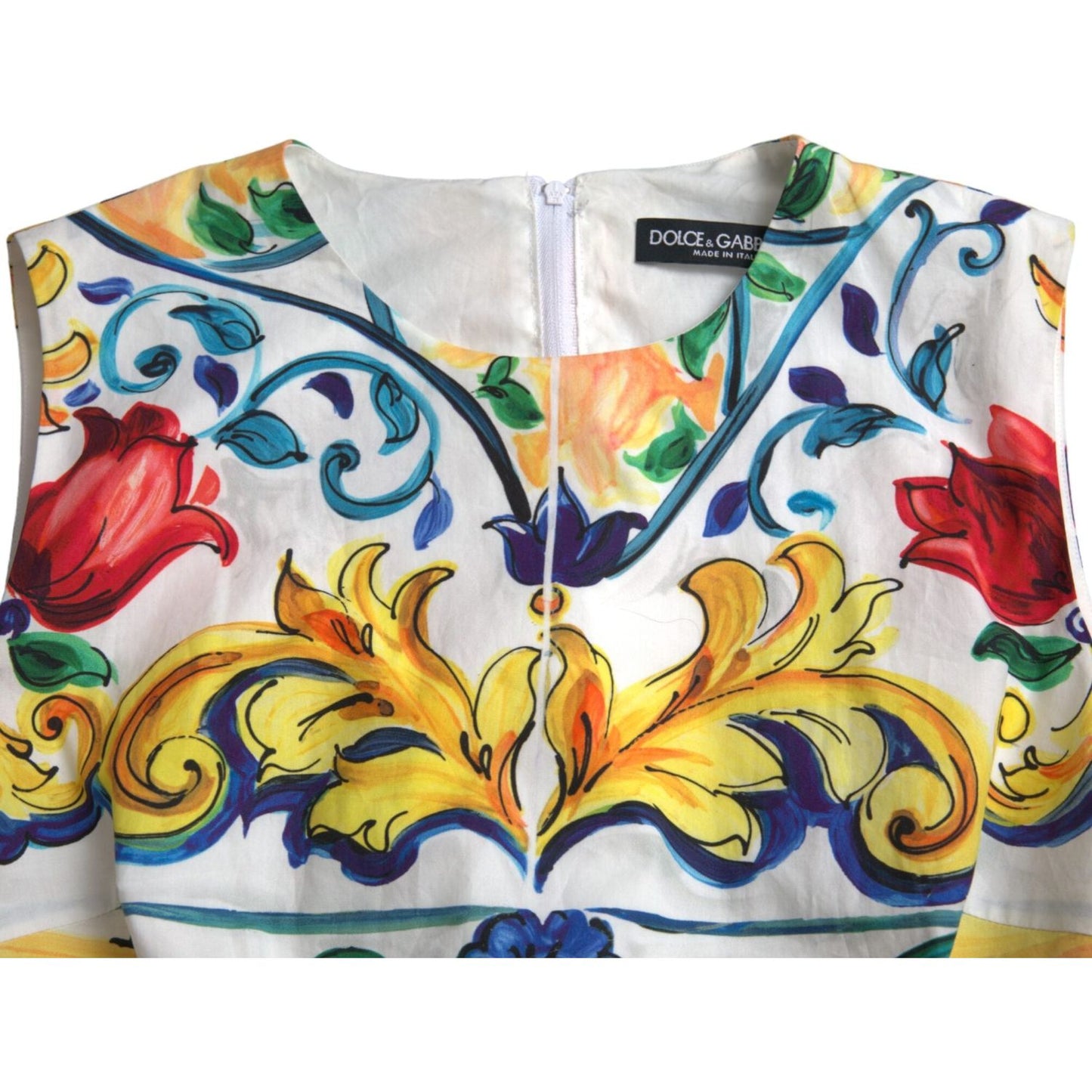 Dolce & Gabbana Multicolor Majolica A-line Sleeveless Dress Dolce & Gabbana