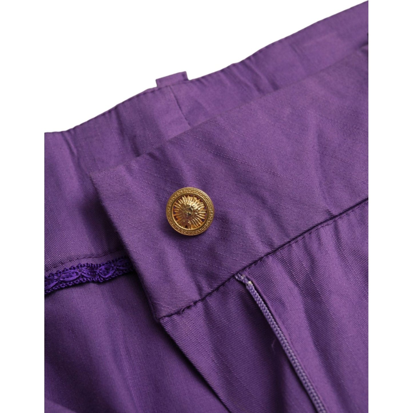 BENCIVENGA Purple Cotton MidWaist Straight Cropped Pants BENCIVENGA