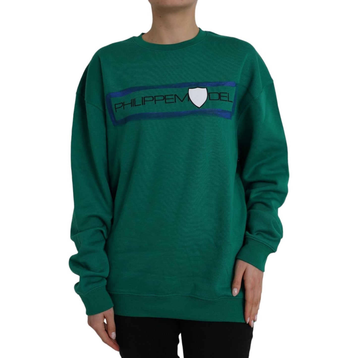 Philippe Model Green Cotton Logo Print Long Sleeves Pullover Sweater Philippe Model