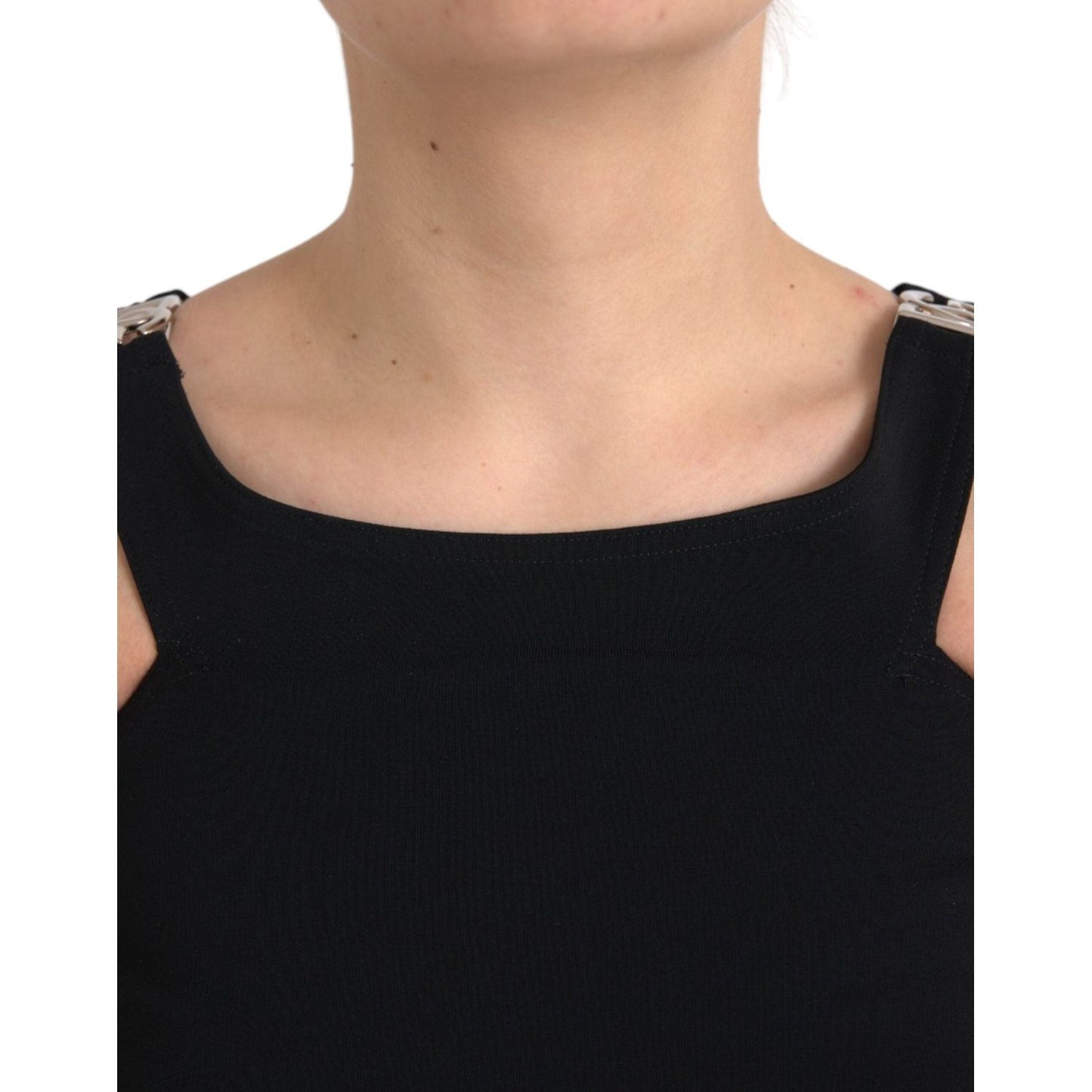 Dolce & Gabbana Black Sleeveless Round Neck Cropped Tank Top Dolce & Gabbana