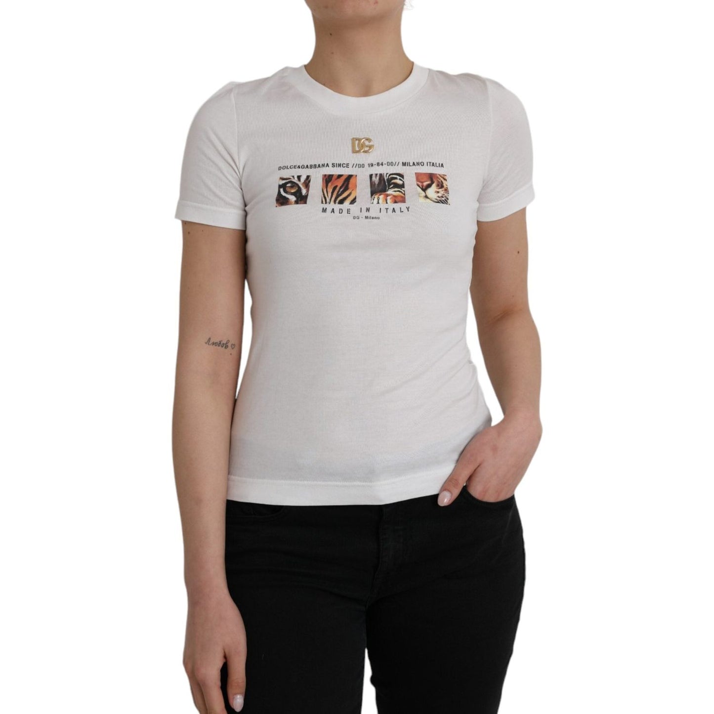 Dolce & Gabbana White Cotton Short Sleeves Crew Neck T-shirt Dolce & Gabbana