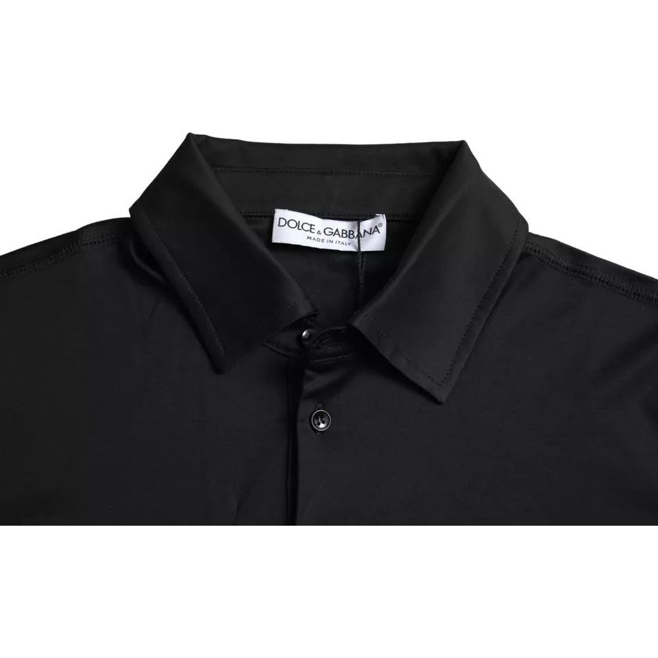 Dolce & Gabbana Black Logo Collared Cotton Polo Men T-shirt Dolce & Gabbana