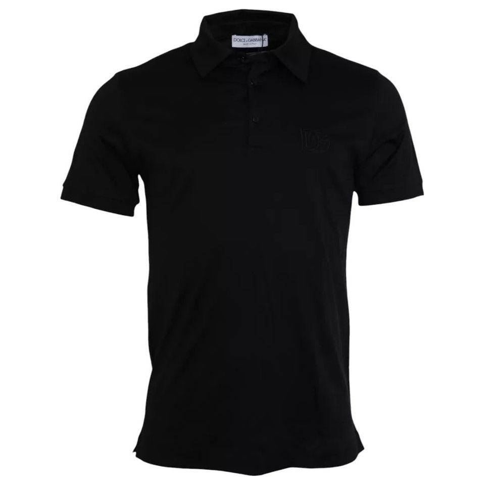 Dolce & Gabbana Black Logo Collared Cotton Polo Men T-shirt Dolce & Gabbana