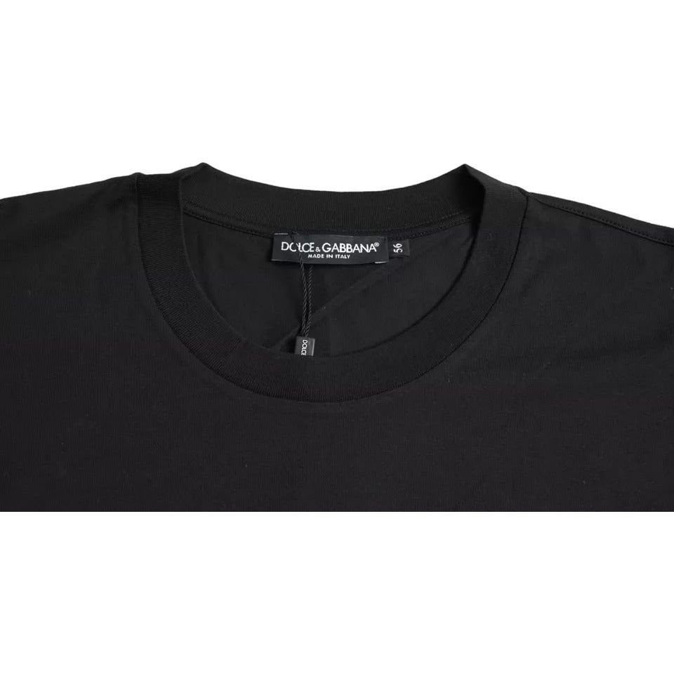 Dolce & Gabbana Black Logo Patch Cotton Crew Neck T-shirt Dolce & Gabbana