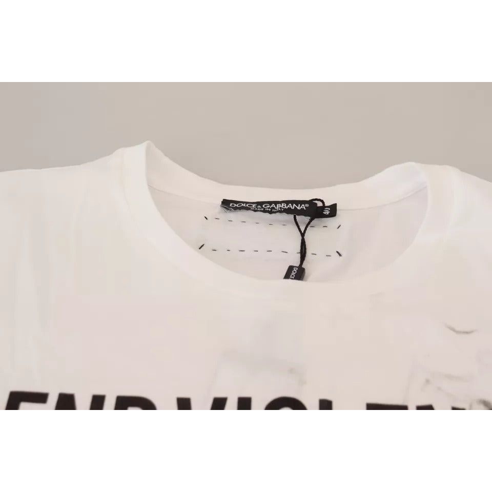 Dolce & Gabbana White Printed Short Sleeves T-Shirt Top Dolce & Gabbana