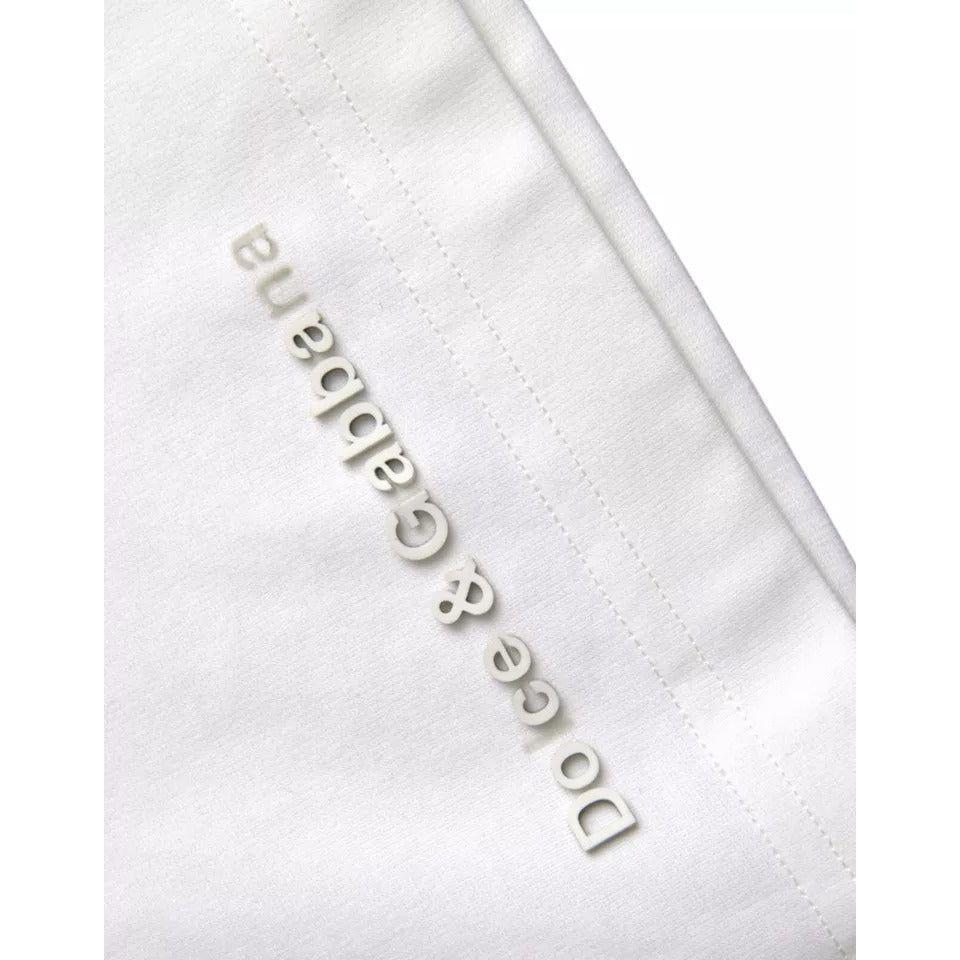 تي شيرت Dolce &amp; Gabbana من القطن الأبيض المنقوش بشعار