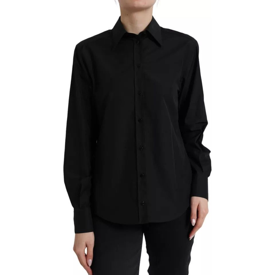 Dolce & Gabbana Black Cotton Collared Formal Dress Shirt Top Dolce & Gabbana