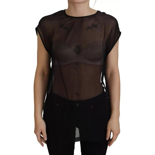 Dolce & Gabbana Black Mesh Transparent Blouse Pullover Top Dolce & Gabbana