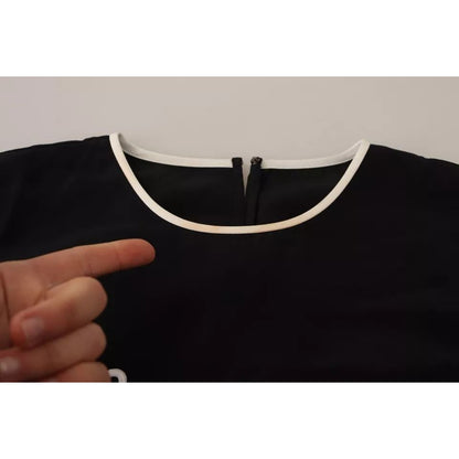 Dolce & Gabbana Black Silk Eleganza Print Sleeveless Tank Top