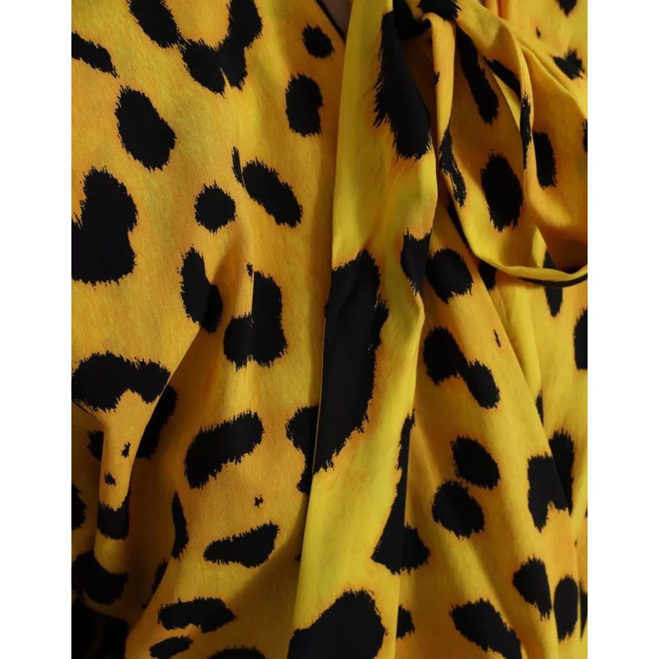 Dolce & Gabbana Yellow Leopard Print Long Sleeves Top Blouse Dolce & Gabbana