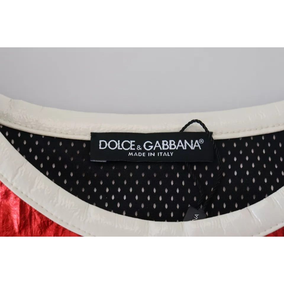 Dolce & Gabbana Red Nylon Logo Print Sleeveless Jersey Top Dolce & Gabbana