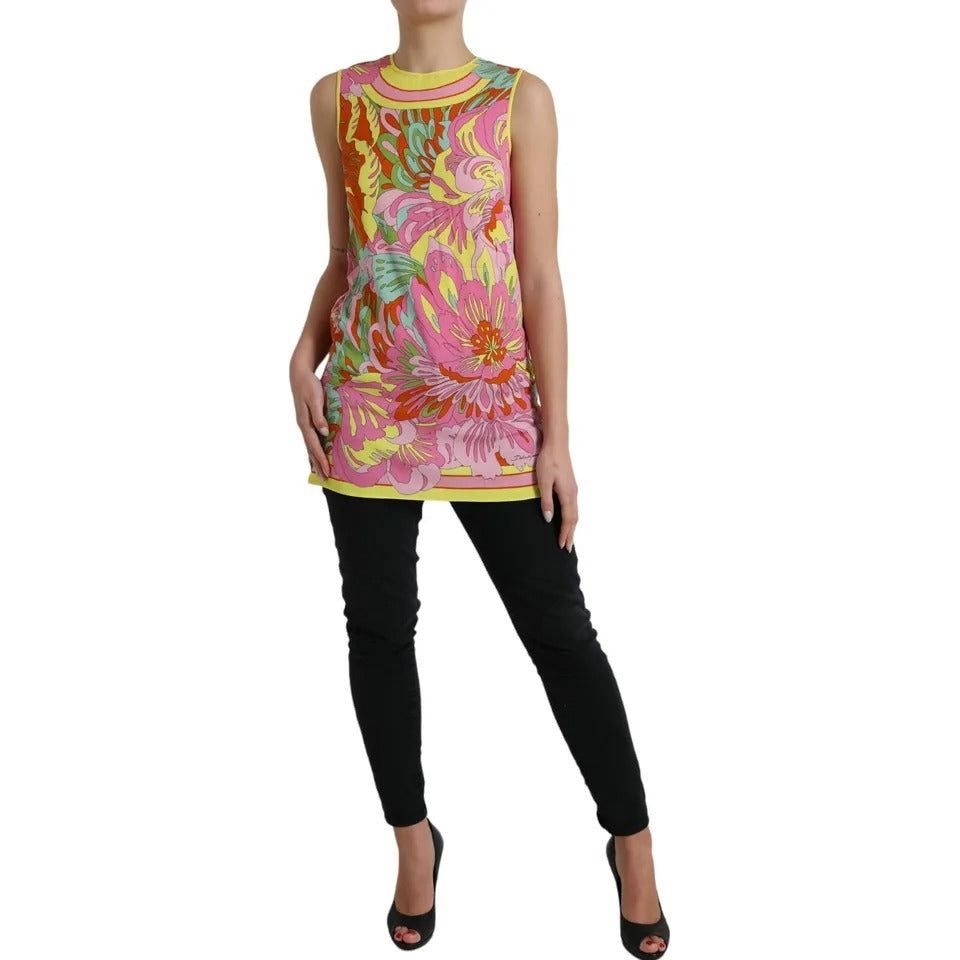 Dolce & Gabbana Multicolor Floral Silk Sleeveless Tank Top Dolce & Gabbana