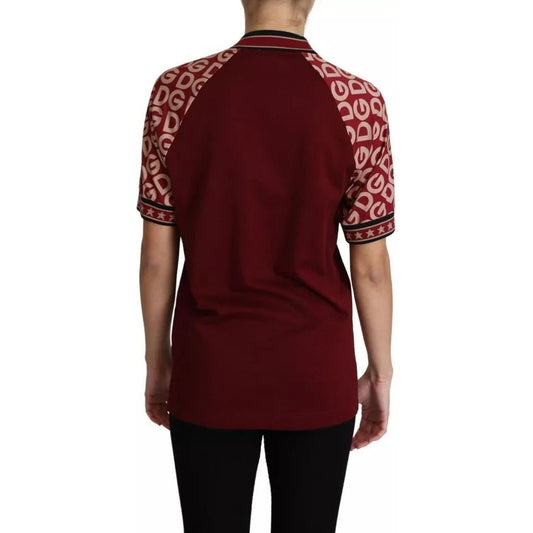 Dolce & Gabbana Maroon DG Mania Print Crew Neck T-shirt Top Dolce & Gabbana