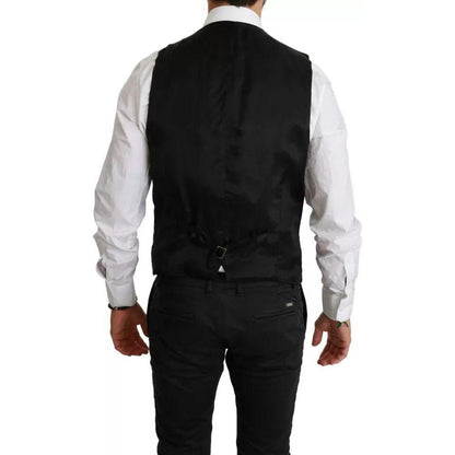 Dolce & Gabbana Black Stretch Waistcoat Formal Dress Wool Vest