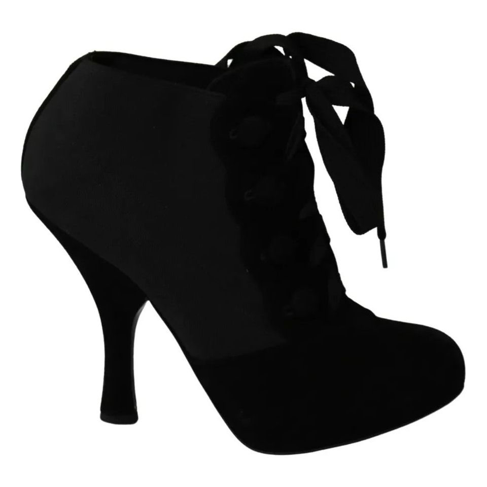 Black Suede Stretch Ankle Boots Booties Shoes